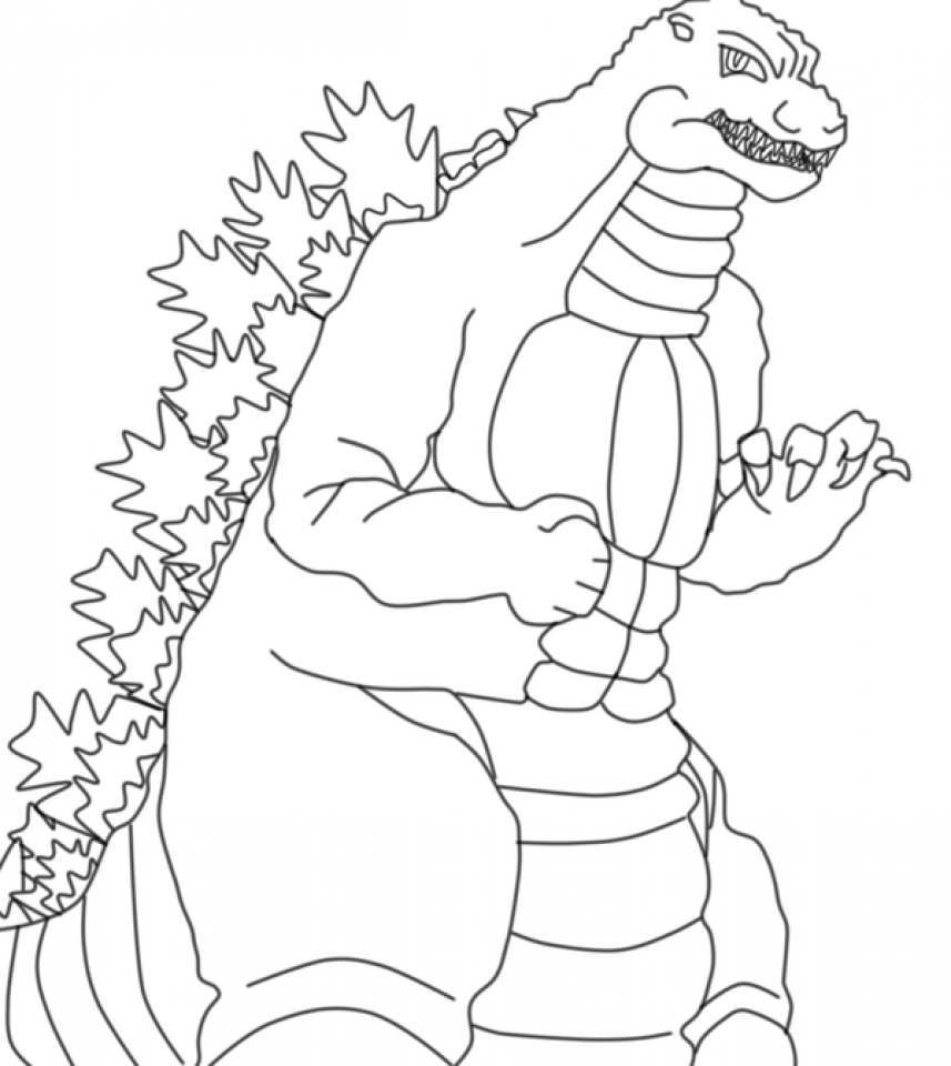 this easy godzilla coloring pages for preschoolers xon4i
