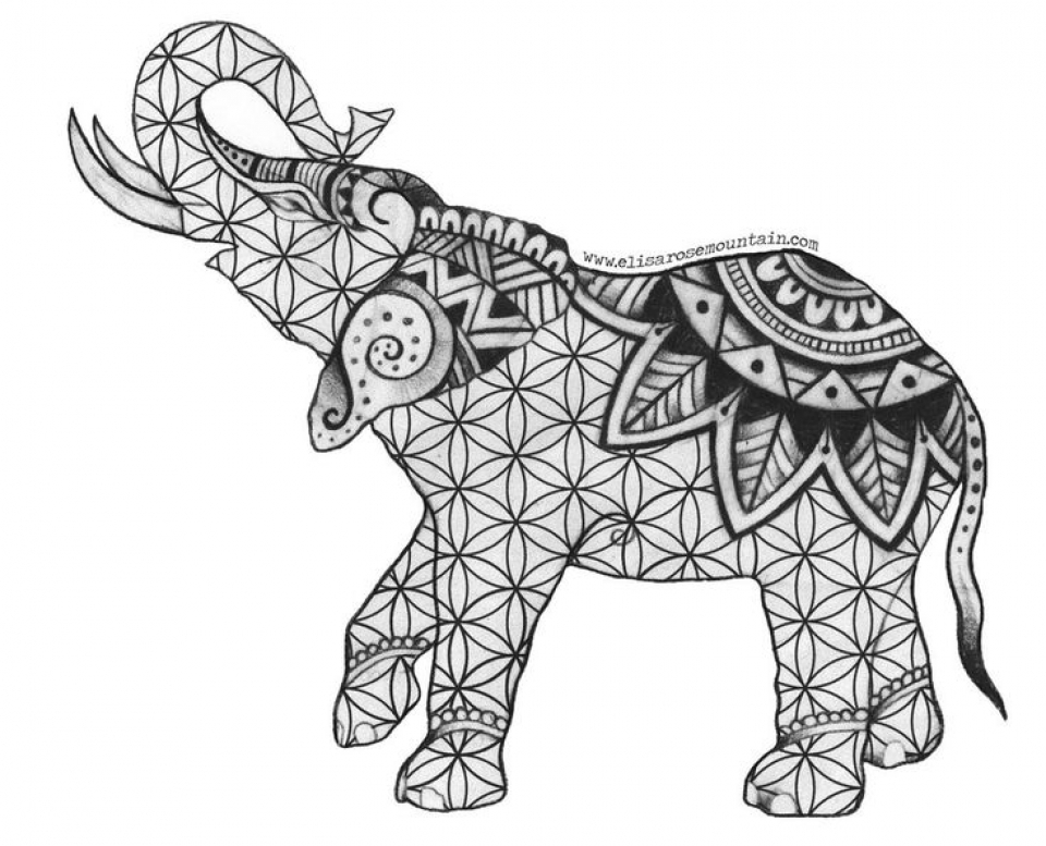 Get This Free Printable Elephant Coloring Pages for Adults ...