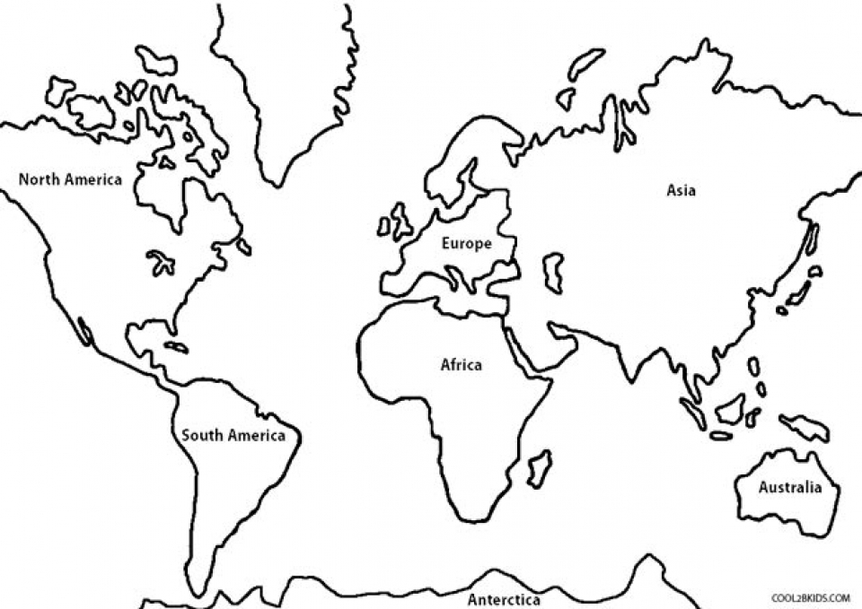 Get This Free Simple World Map Coloring Pages for Children af8vj