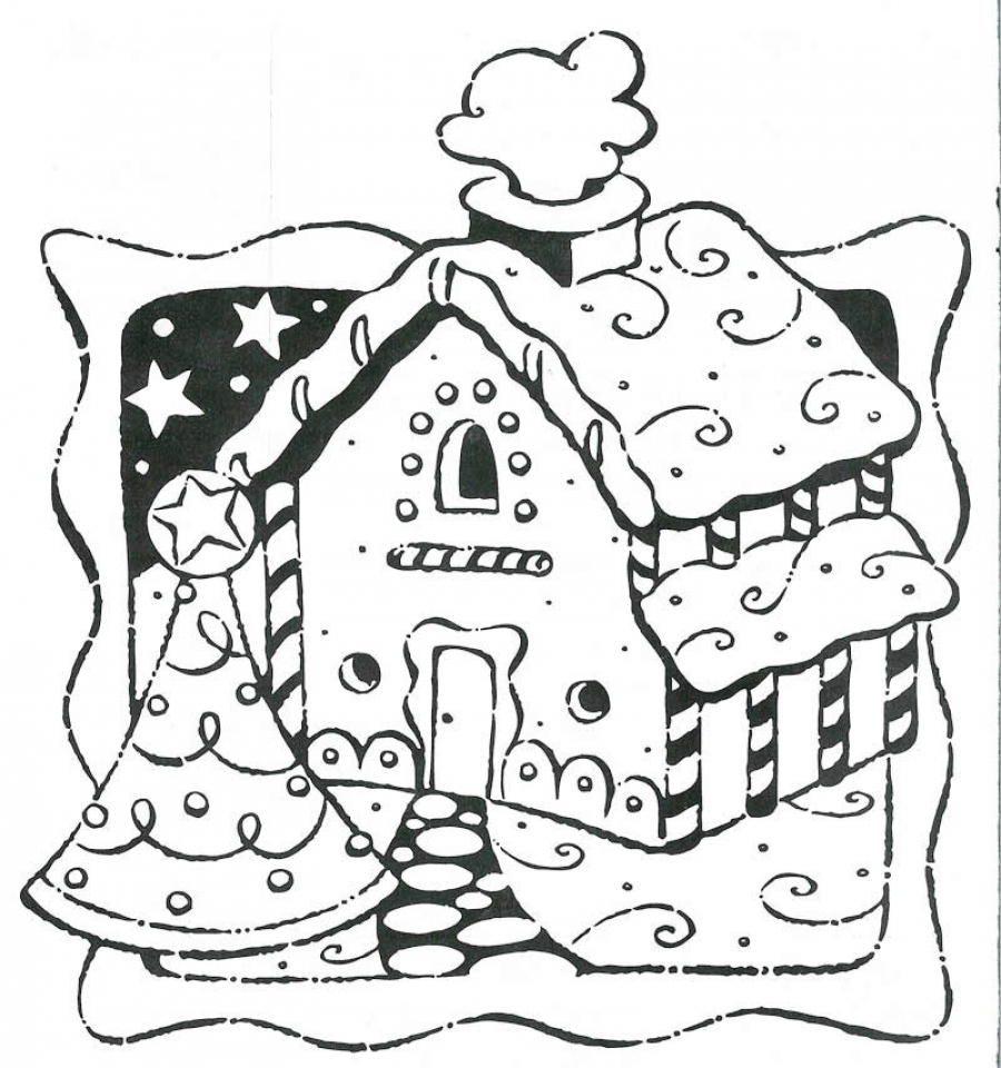 Get This Picture of Gingerbread House Coloring Pages Free for Children