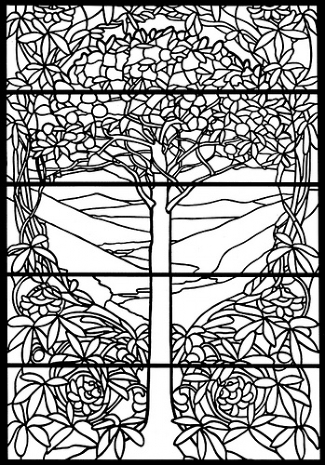 Get This Printable Stained Glass Coloring Pages Online 34394
