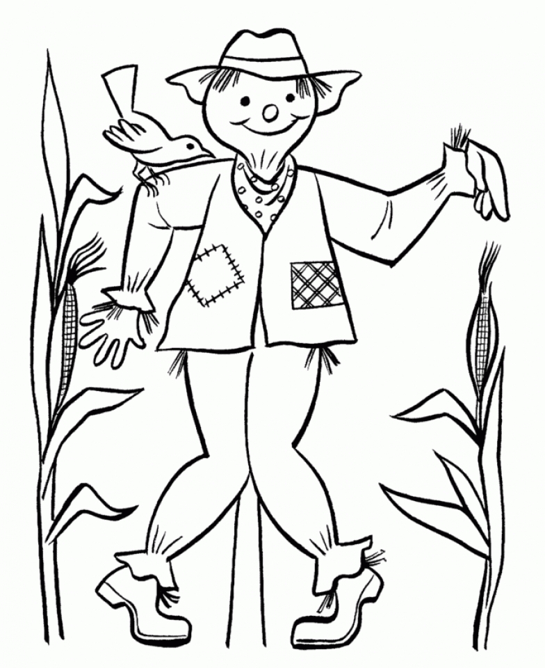 Get This Simple Scarecrow Coloring Pages to Print for Preschoolers kbld1