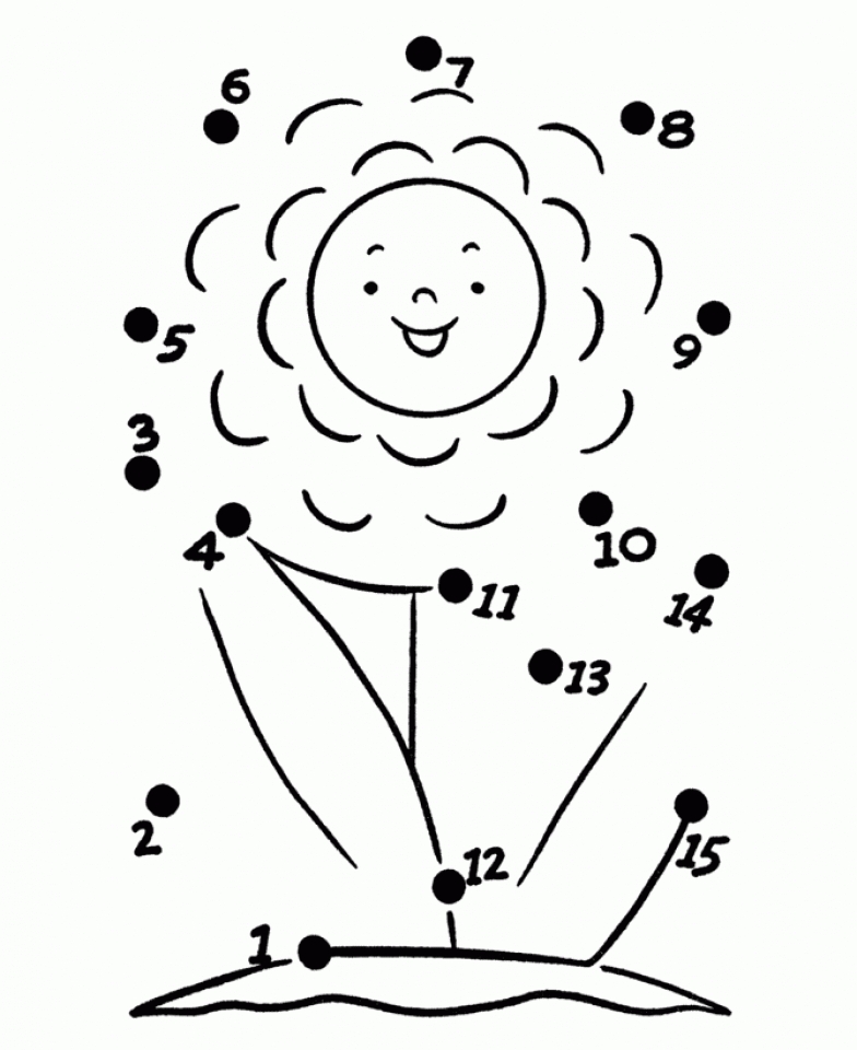 Cartoon Dot To Dot Coloring Pages For Kindergarten for Kids