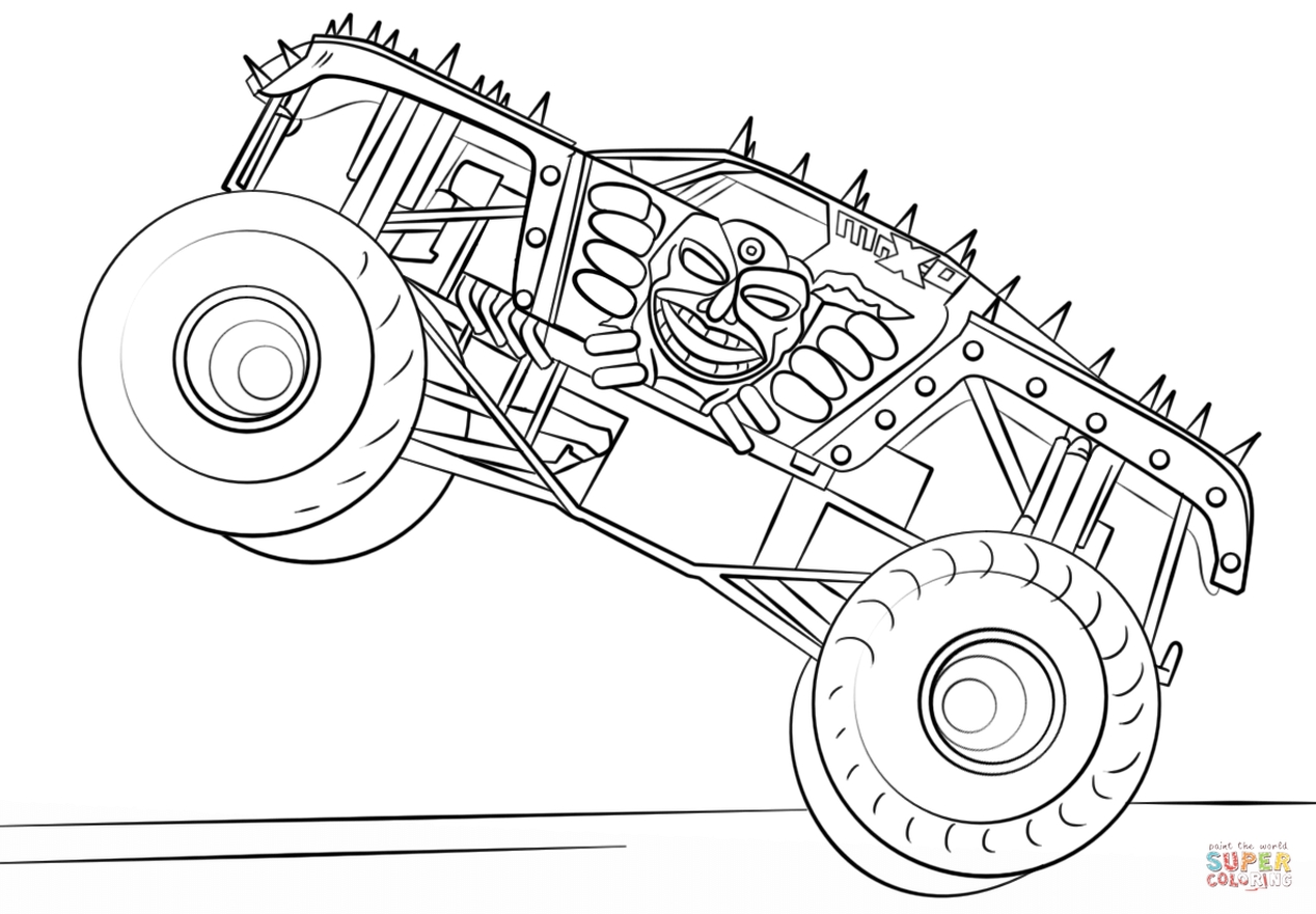 megalodon monster truck coloring page