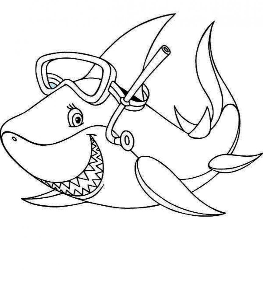 Раскраски для девочек акула