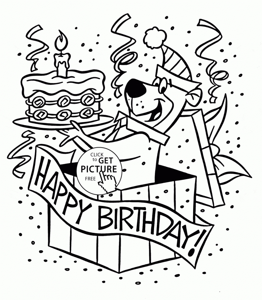 Free Printable Happy Birthday Color Pages Birthday cake coloring