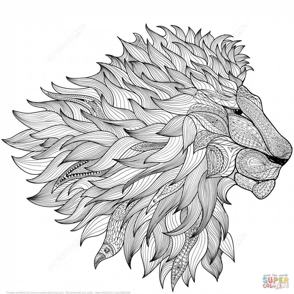 coloring lion printable adults