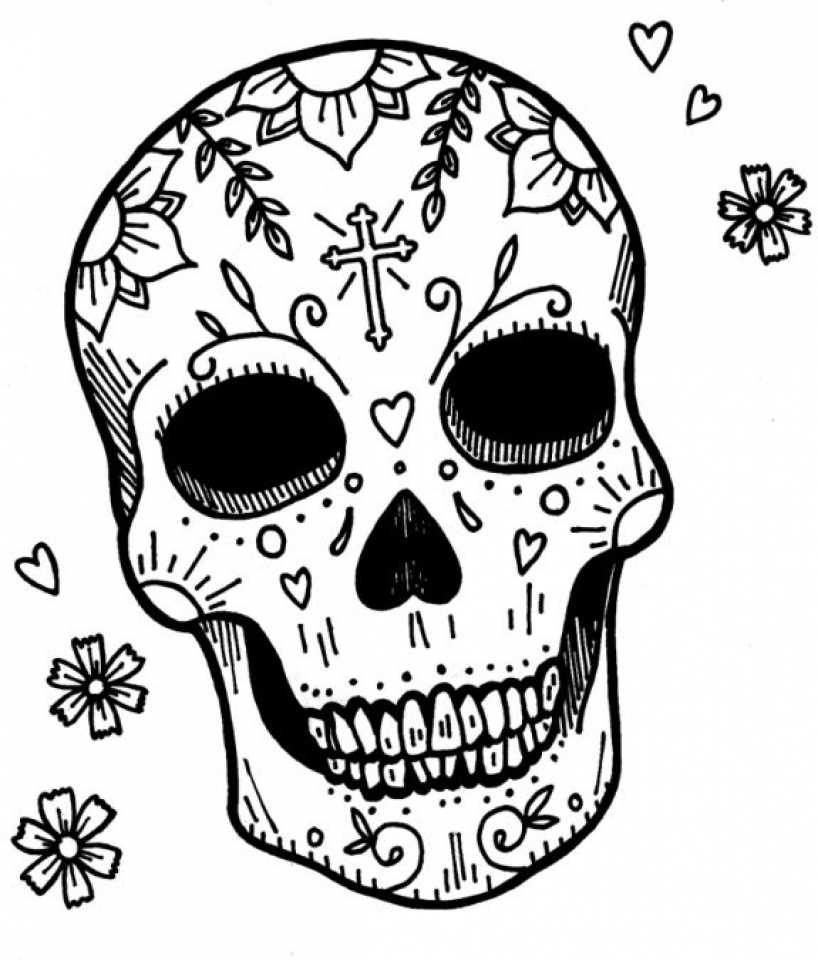 Get This Sugar Skull Coloring Pages Free for Adults 18960