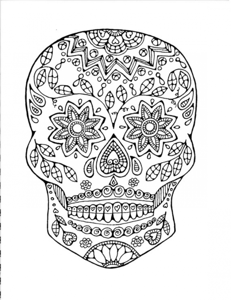 Get This Sugar Skull Coloring Pages to Print for Grown Ups