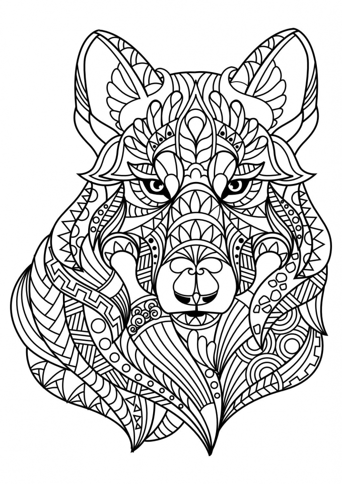 coloring wolf adults printable everfreecoloring