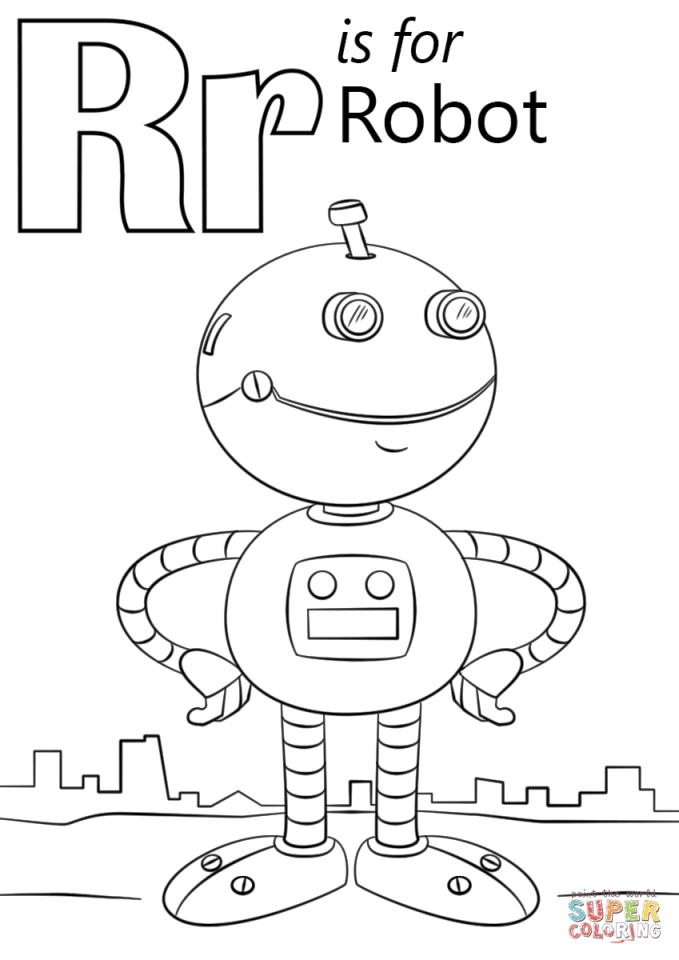 Get This Letter R Coloring Pages Robot - r8591