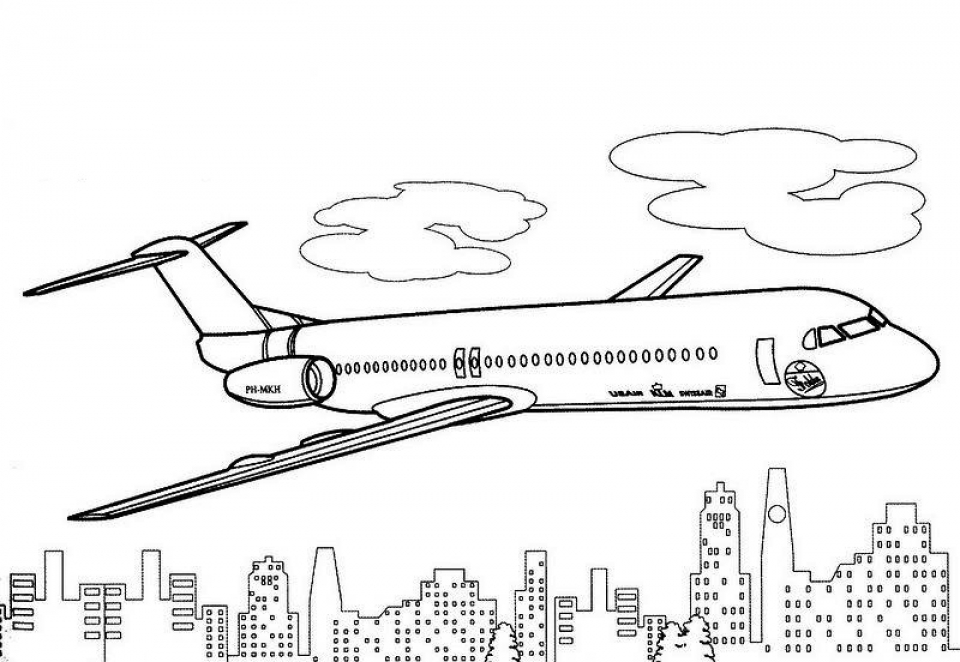 airplane over new york coloring pages