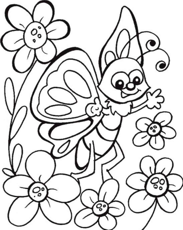 flower and butterfly coloring pages
