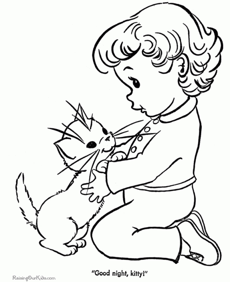 Cat Kitten Coloring Pages Free Printable Page Print 3sgf8 Princess