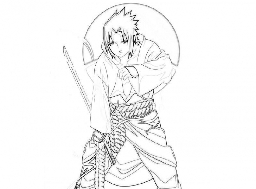 Coloring Naruto Sasuke Pages Printable Everfreecoloring Shippuden Fox Sketc...