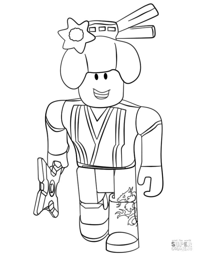 coloring roblox ninja printable cartoon samurai printables piggy boy xcolorings