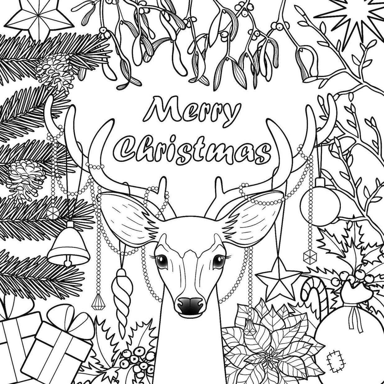 Get This Adult Christmas Coloring Pages Free to Print Reindeer Card plm6