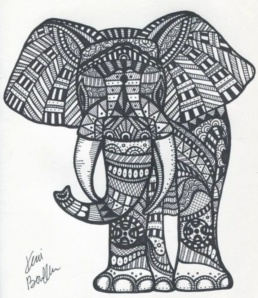 abstract elephant coloring pages for adults - photo #16