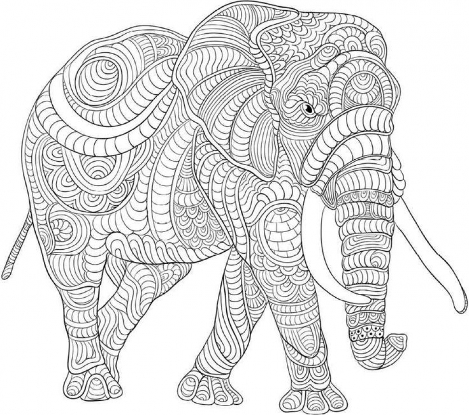 Get This Difficult Elephant Coloring Pages for Grown Ups 25g88jh