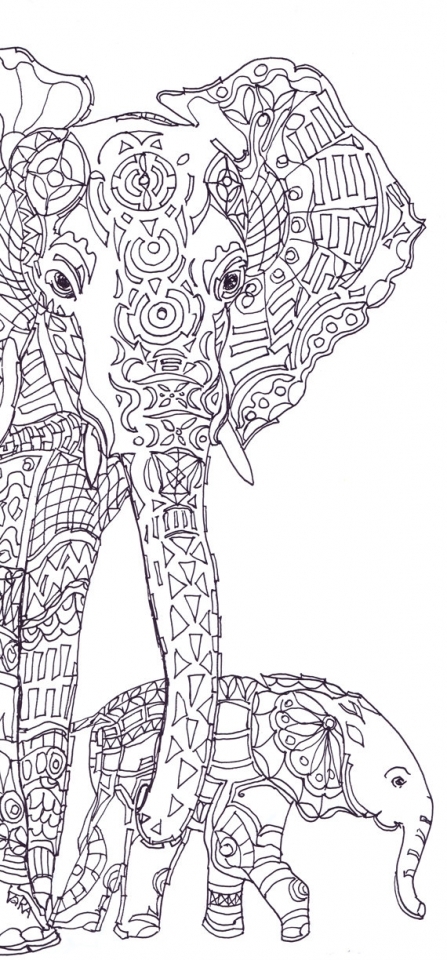 Gambar Elephant Coloring Pages Adults Image Versions Printable di ...
