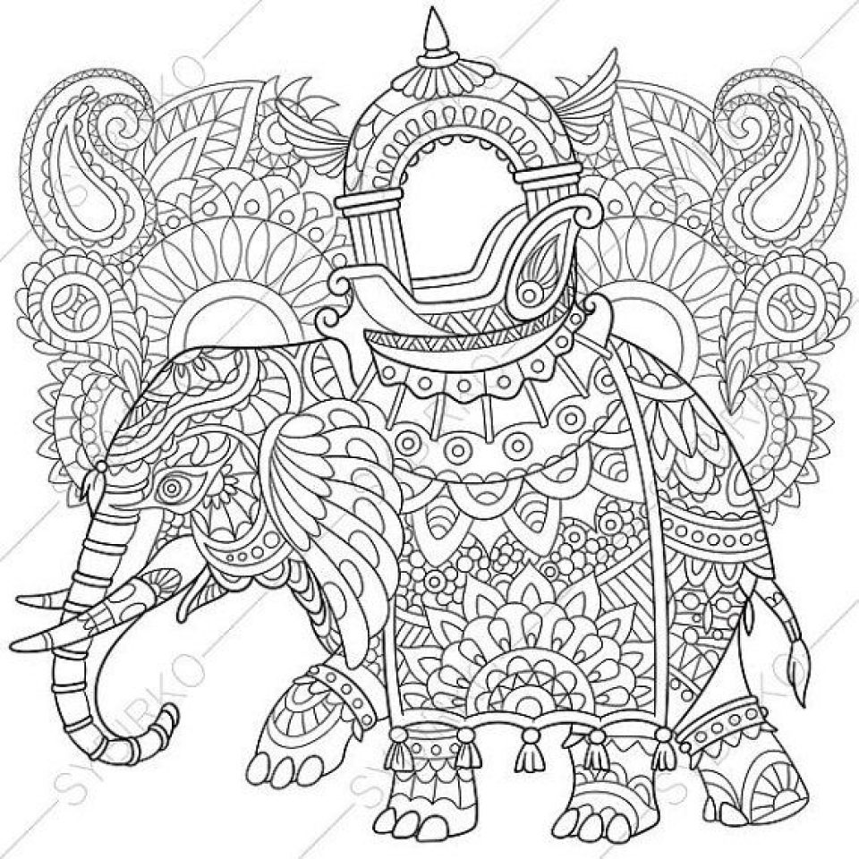 Free Printable Elephant Coloring Pages for Adults zc579