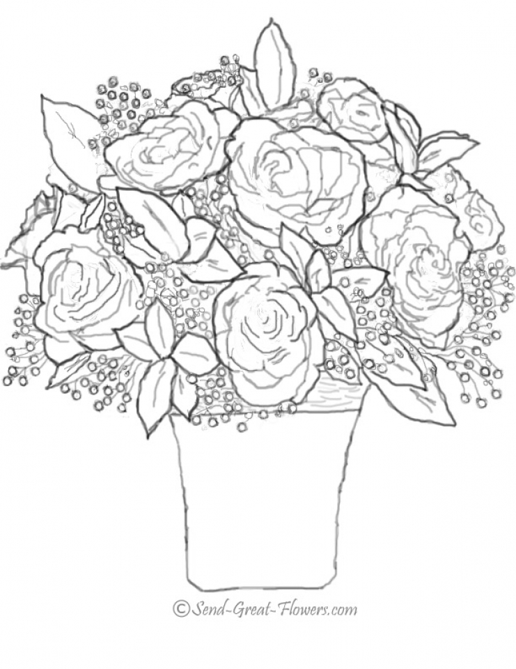 Free Roses Coloring Pages Adults Print 39122