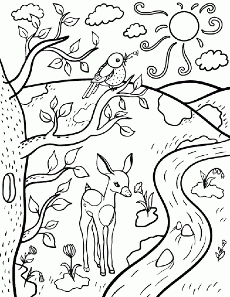 Get This Free Simple Spring Coloring Pages for Children af8vj