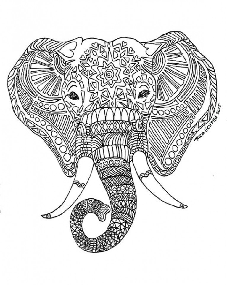 Get This Hard Elephant Coloring Pages for Adults 247954