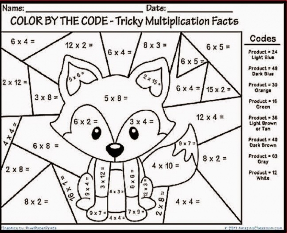 3rd Grade Math Multiplication Coloring Worksheets