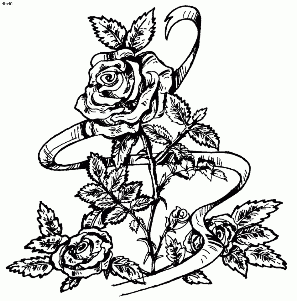 Get This Printable Roses Coloring Pages for Adults 41558