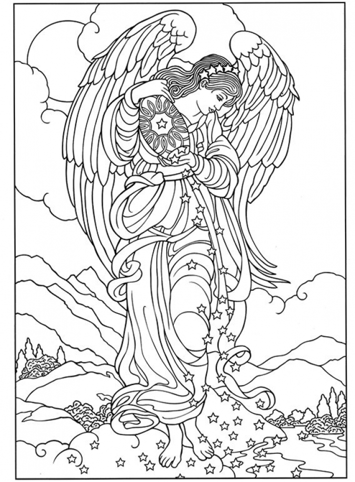 20 Free Printable Angel Coloring Pages for Adults