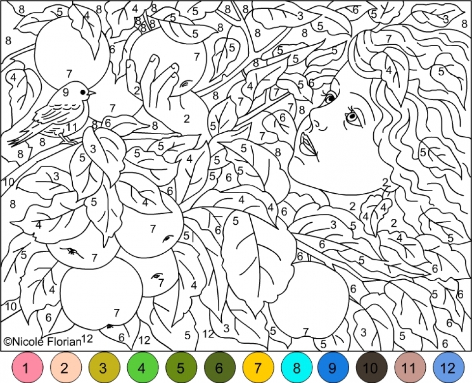 Get This Difficult Color by Number Pages for Grown Ups HL82T