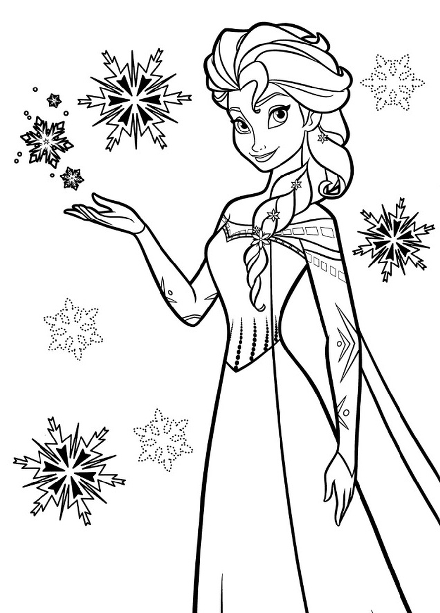 Simple Queen Elsa Coloring Page 