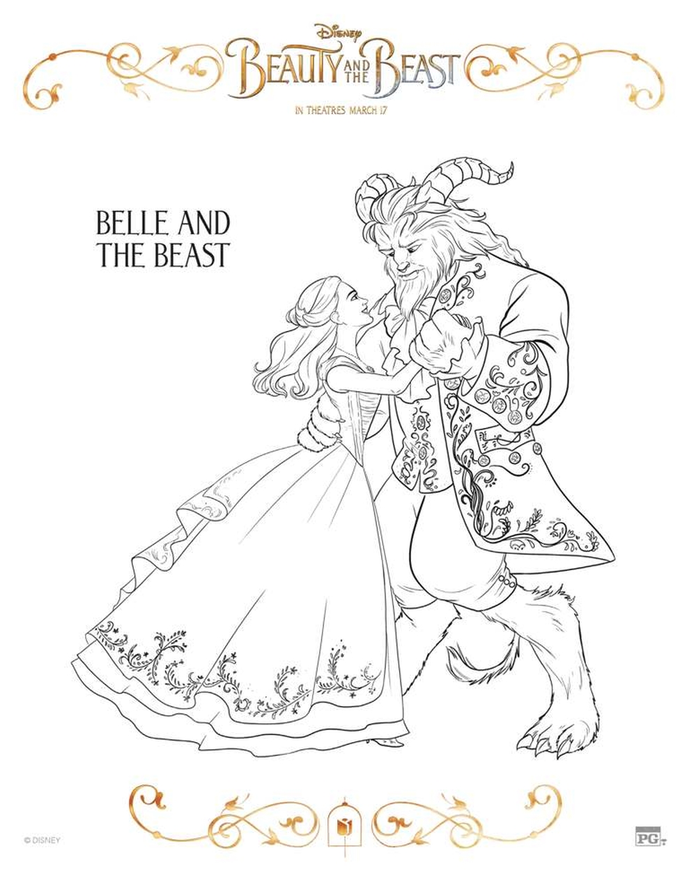 Get This Free Printable Beauty and The Beast 2017 Coloring Pages Belle