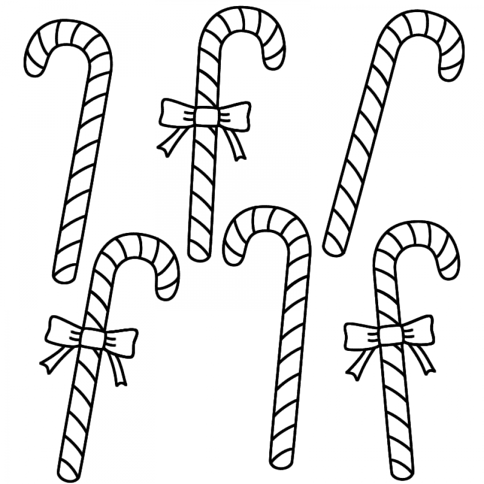 Easy Printable Candy Cane Coloring Page for Children