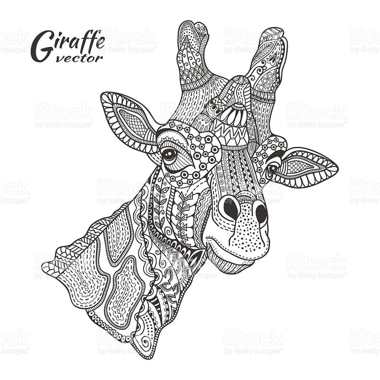 Giraffe Coloring Pages for Adults Zentangle Art –