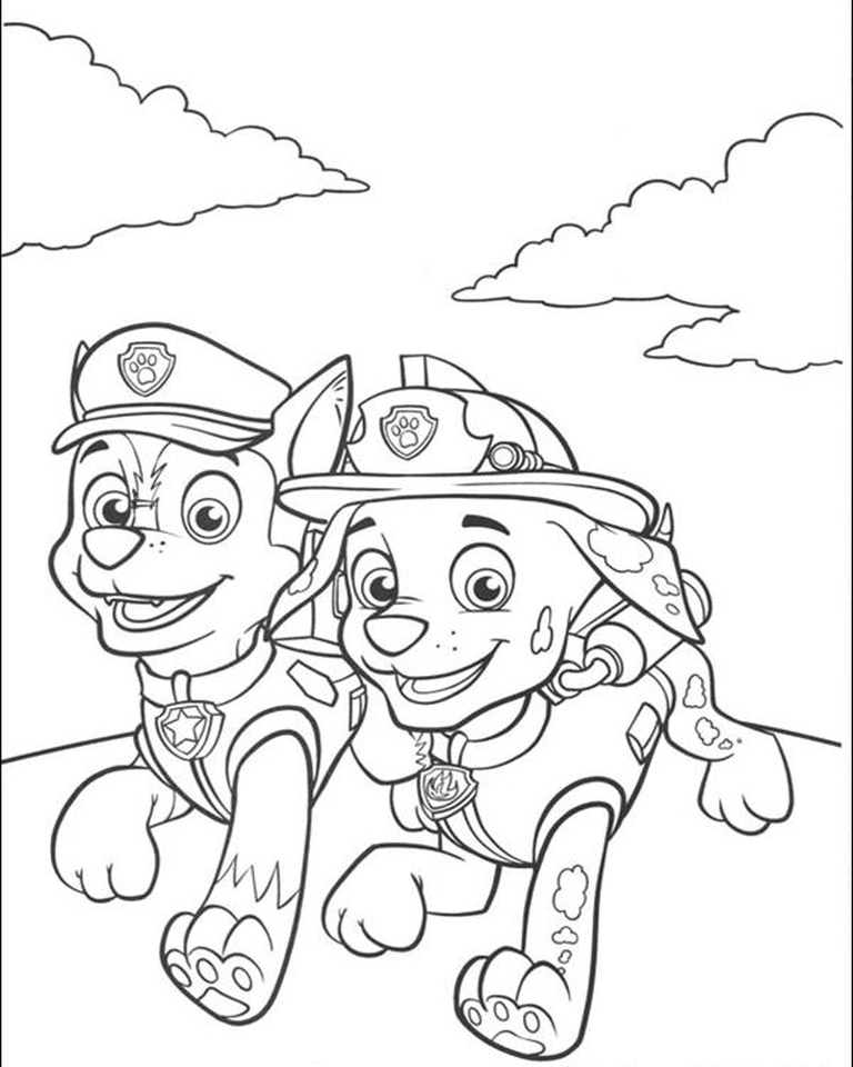 Get This Kids Printable Paw Patrol Coloring Pages Chase And Marshall 437810