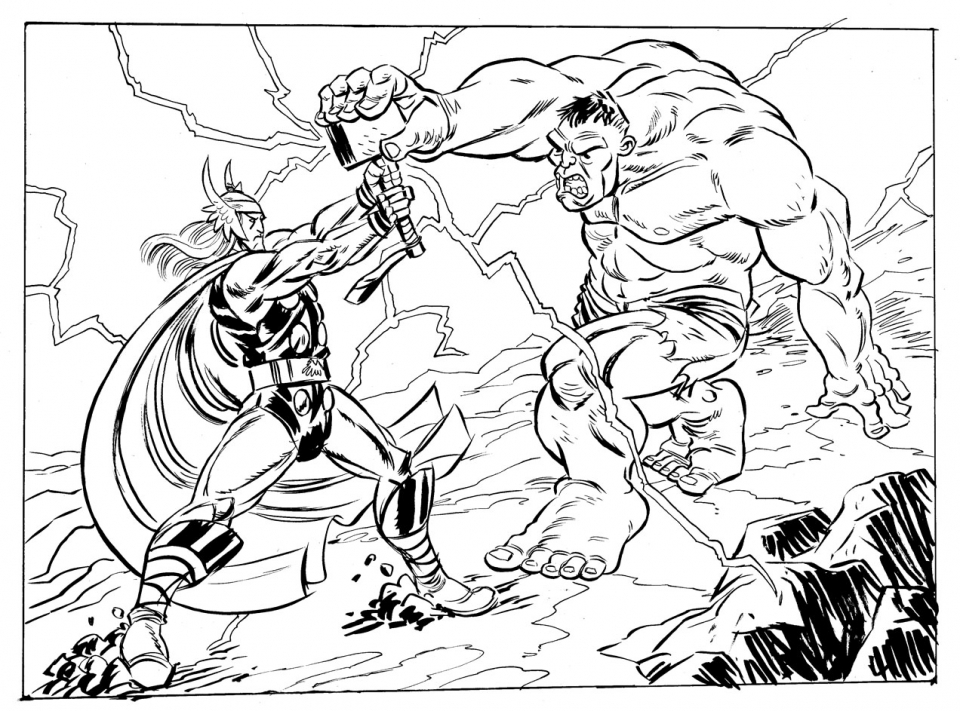 Avengers Coloring Pages Thor Hulk 67381