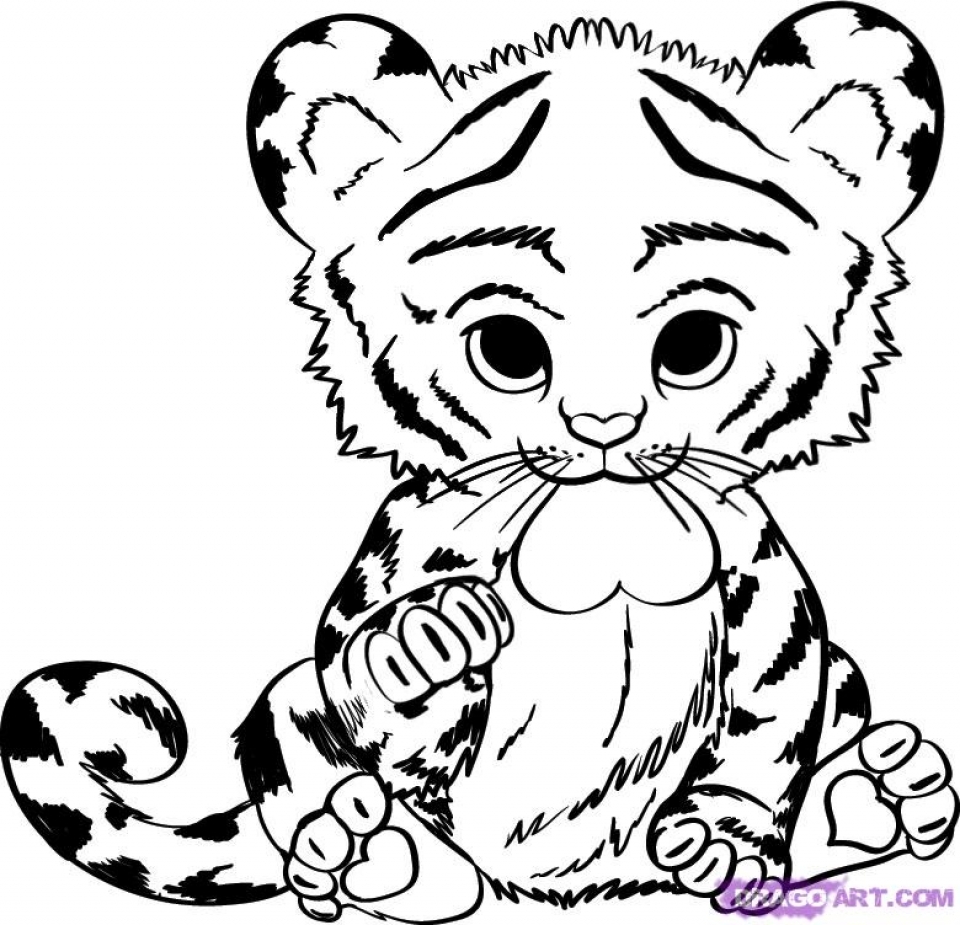 Baby Tiger Coloring Pages for Kids