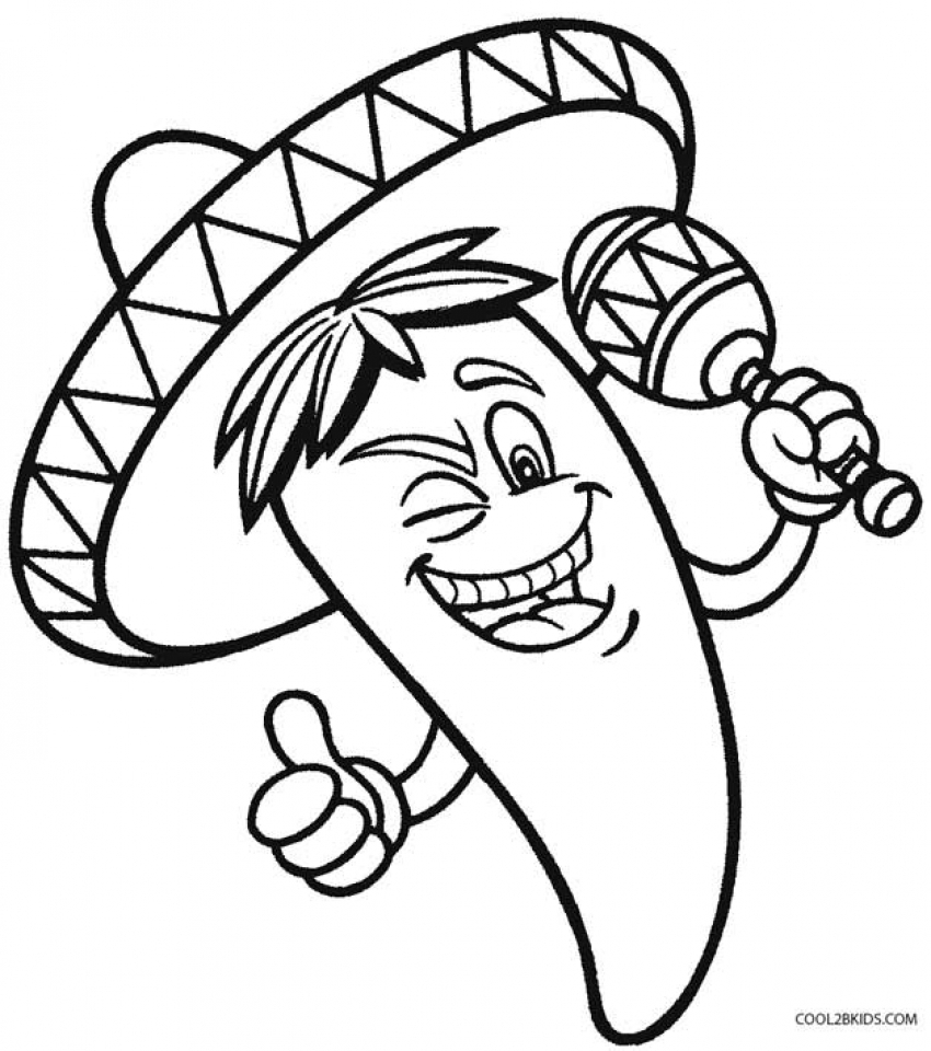 line Cinco de Mayo Coloring Pages for Kids