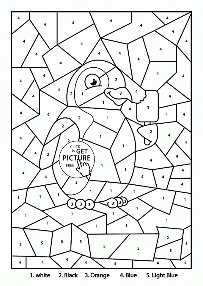 get this penguin coloring pages color by number free