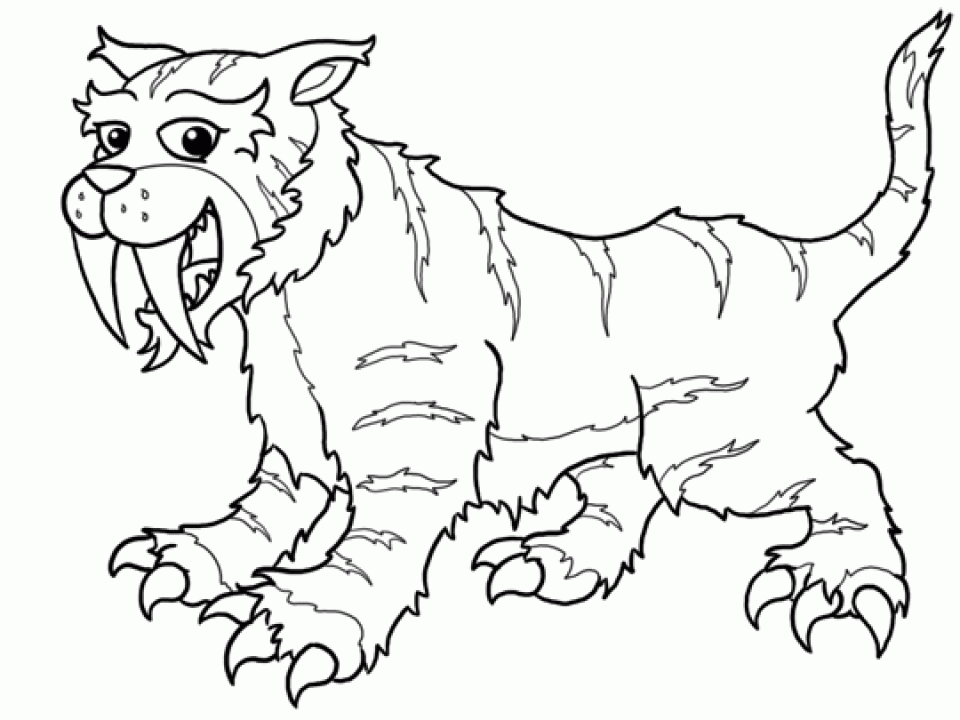 Saber Tooth Tiger Coloring Page #1