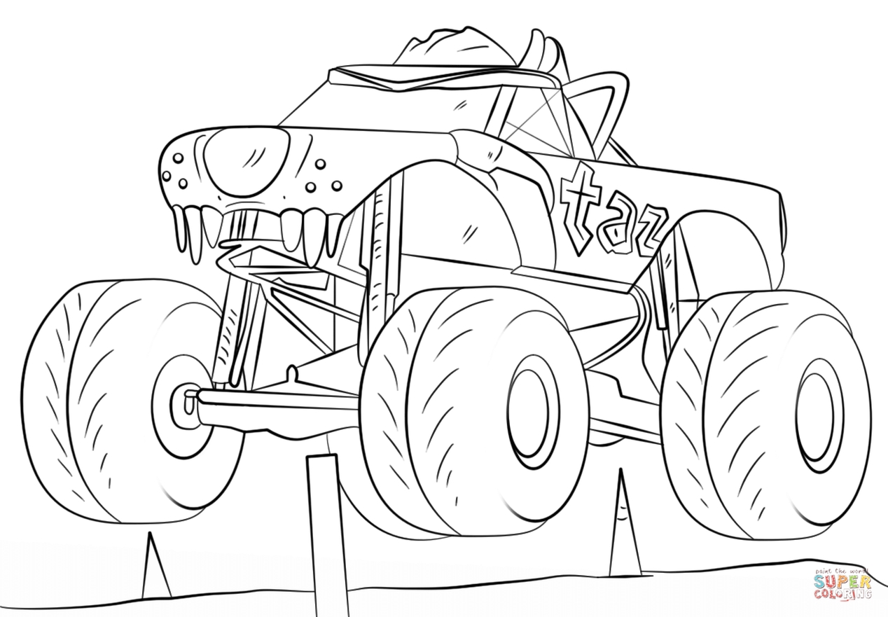 get this taz monster truck coloring page free printable