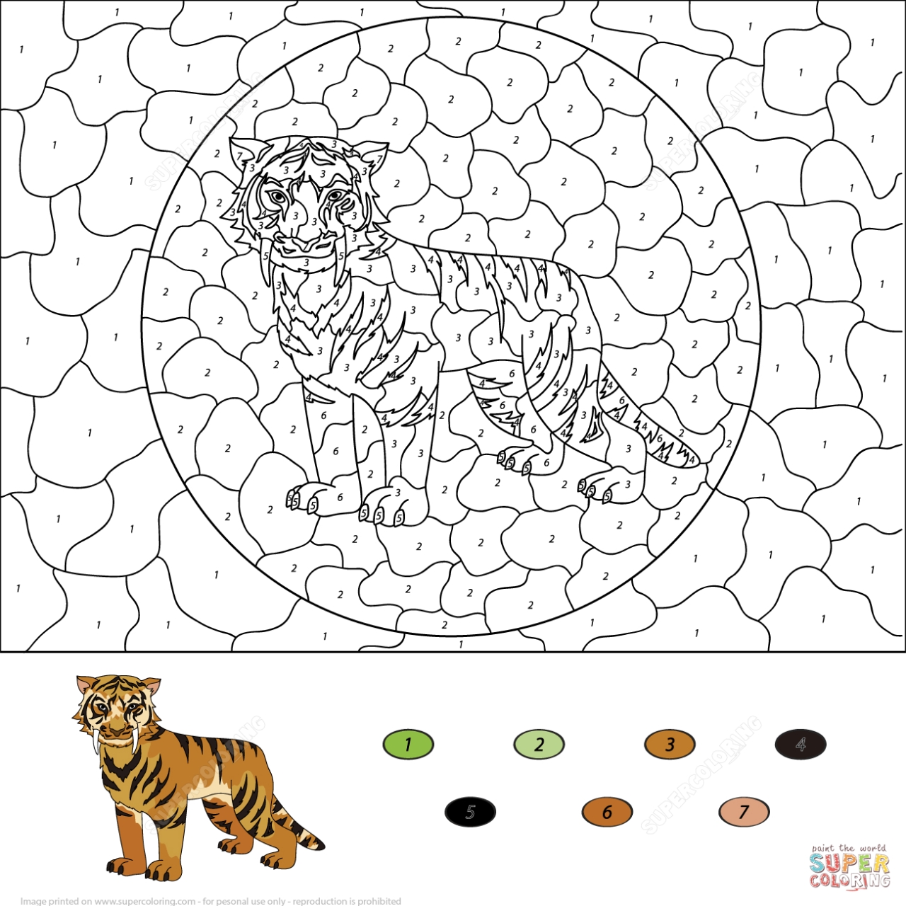 get this tiger coloring pages color by number printable