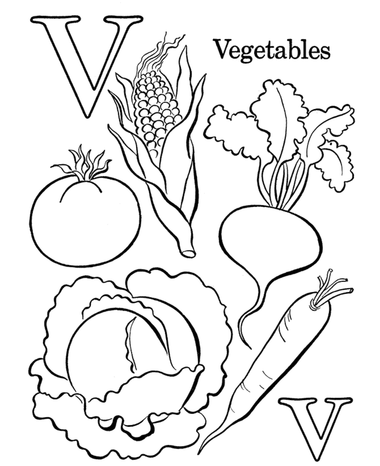 Get This Letter V Coloring Pages Vegetables - v73p2