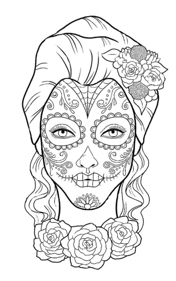 Get This Day Of The Dead Masks Coloring Pages Uxbe1