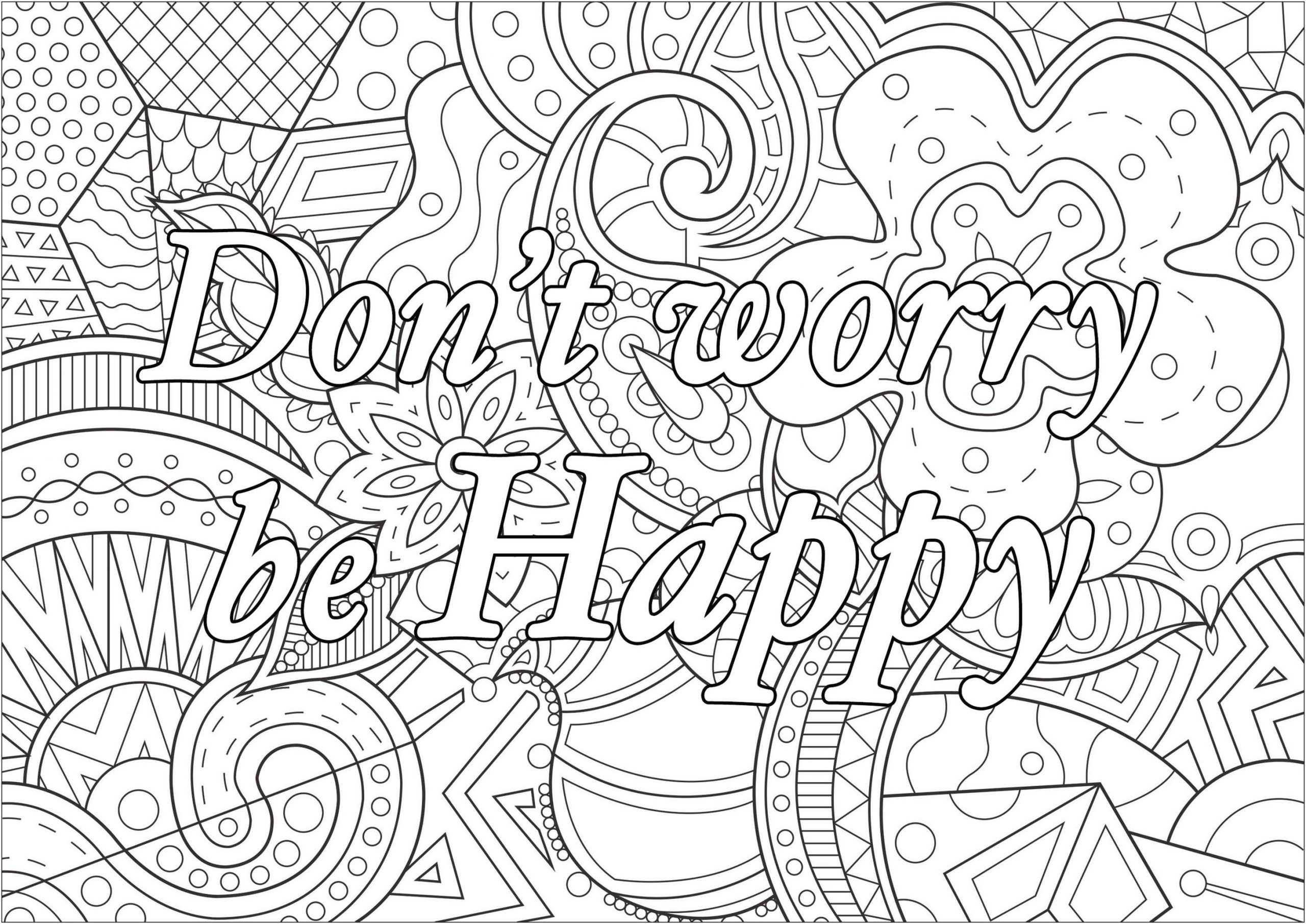 Get This Printable Adult Coloring Pages Quotes Be Happy 