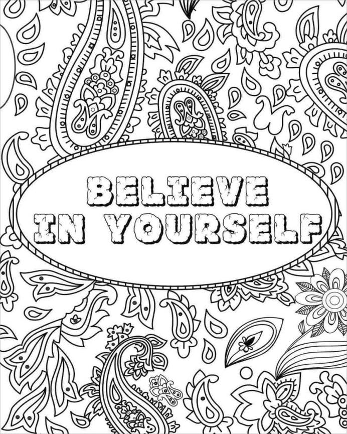 Get This Printable Adult Coloring Pages Quotes Believe in Yourself