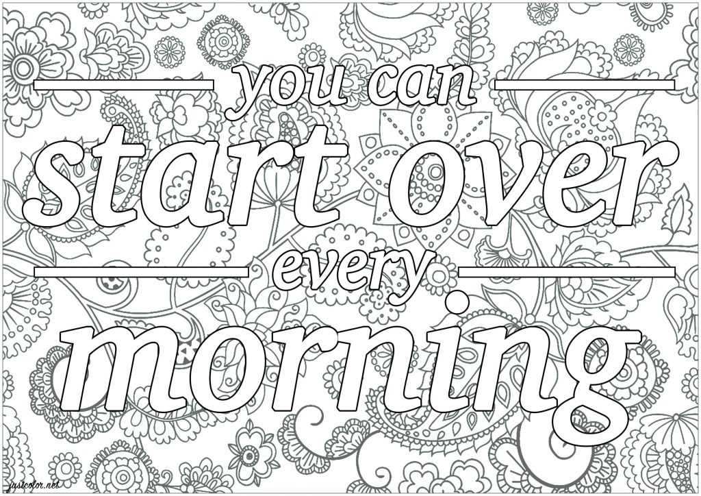 Get This Printable Adult Coloring Pages Quotes Start Over ...