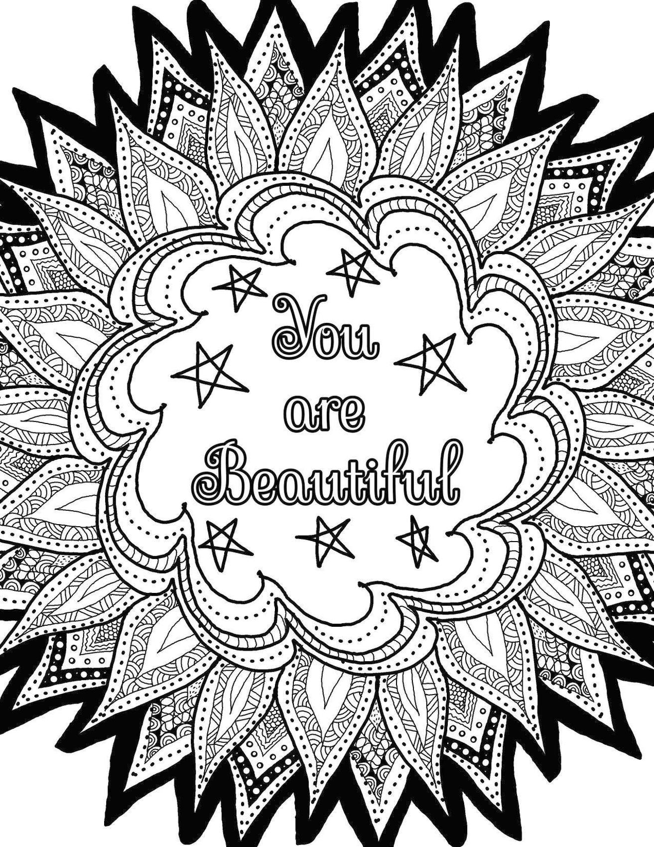 Get This Printable Adult Coloring Pages Quotes You Are Beautiful